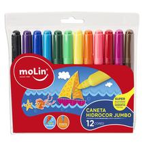 Caneta hidrográfica lavável Hidrocor Jumbo Molin 12 cores