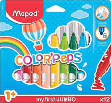 Caneta Hidrográfica, Maped, Color Peps Jumbo, 12 Cores