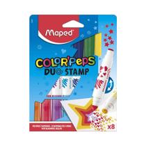 Caneta Hidrográfica Maped Duo Stamp Carimbo 8 Cores