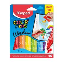 Caneta Hidrográfica P/ Vidro Maped Window ColorPeps 6 Cores