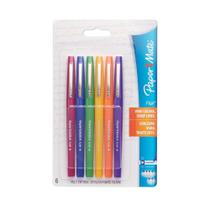Caneta Hidrográfica Paper Mate Flair Ponta Média 6 Cores
