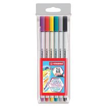 Caneta Hidrográfica Premium Stabilo Pen 68 Brush 6 cores