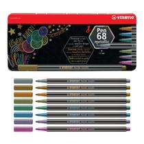 Caneta Hidrográfica Premium Stabilo Pen 68 Metallic 8 cores