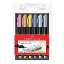 Caneta Hidrográfica Supersoft Brush 150706TPSOFT 6 Cores Pastel - Faber Castell Caneta Hidrográfica Supersoft Brush 150706TPSOFT 6 Cores Pastel - Faber Castell