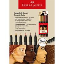 Caneta hidrografica supersoft brush 6tons de pele faber-castell