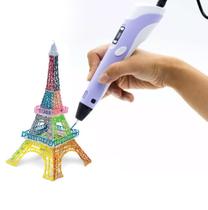 Caneta Impressora 3D Drawing Pen 3D C/ Filamento PLA Painel LCD Bivolt - 3D PEN