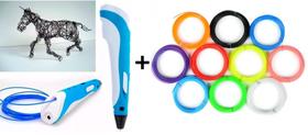 Caneta Impressora 3D Drawing Pen 3D Painel LCD + 200 Metros Filamentos PLA Caneta Impressora 3D Drawing Pen 3D Painel LCD + 200 Metros Filamentos PLA