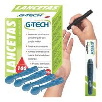 Caneta Lancetadora Gtech + 200 Lancetas Agulhas Glicemia Preto