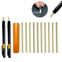 Caneta lapiseira de giz magico para riscar tecidos marcações precisas apaga com ferro kit com 20 refis de giz Caneta lapiseira de giz magico para riscar tecidos marcações precisas apaga com ferro kit com 20 refis de giz