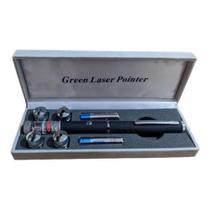 Caneta Laser Pointer Verde 5 Pontas Com Estojo - Preta