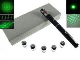 Caneta Laser Verde Pointer Com 5 Ponteiras De Efeitos Diferentes