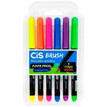 Caneta Lettering Brush Pen C/6Cores NEON Aquarelável Cis