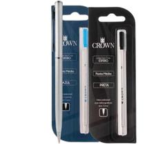 Caneta Luxo Crown Metal Hawai Esferográfica YW10089-S- Cor Prata + 2 Cargas Azul e Preta Caneta Luxo Crown Metal Hawai Esferográfica YW10089-S- Cor Prata + 2 Cargas Azul e Preta
