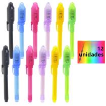 Caneta Mágica Roxa Com Luz UV 12pcs Tinta Invisível Luminosa 2 Em 1 Brinquedos Educativos Para