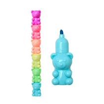 Caneta marca de texto empilhaveis ursinho 5 cores