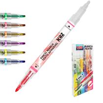 Caneta Marca Texto 2 em 1 Apagável 6 Cores Ponta Chanfrada