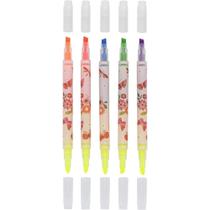 Caneta marca texto borboletas neon 2pontas c/5cor molin estojo