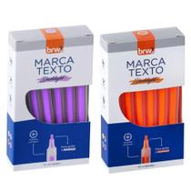 Caneta marca-texto BRW Marca Texto Fluorescente Transparente Ponta Chanfrada Kit 2 Caixas 12