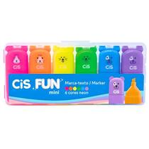 Caneta Marca Texto Cis Fun Mini Neon 6 Cores C Estojo Sertic