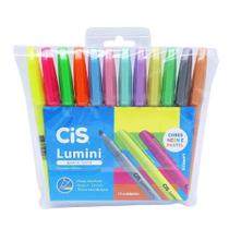 Caneta Marca Texto Cis Lumini Com 12 Cores