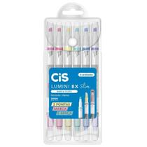 Caneta Marca-Texto Cis Lumini Ex Slim 6 Cores Marca e Apaga