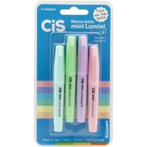 Caneta Marca Texto CIS Lumini Mini Pastel 4 Cores Blister com 04