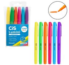 Caneta Marca Texto Cis Lumini Neon Estojo C/6 Cores