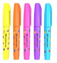 Caneta Marca Texto Cis Mini Scents C/ Cheirinho 6 Cores Neon