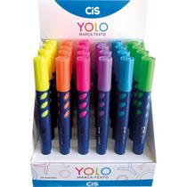 Caneta Marca Texto CIS Yolo 6 Cores Ponta Chanfrada Display com 24 Unidades