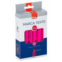 Caneta marca texto em gel retratil cor rosa fluorescente cx 12 unidades - brw