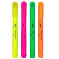 Caneta marca texto em gel retratil kit 4 cores neon fluorescente - brw