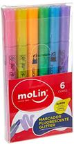 Caneta Marca Texto Fluorescente Glitter 6 Cores