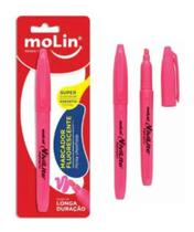 Caneta Marca Texto Fluorescente Rosa Marcador - Molin