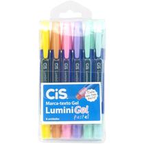 Caneta marca texto gel cis lumini pastel 6 cores sertic