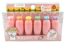 Caneta Marca Texto Infantil Cenoura Rosa 6 Peças - Carrot Caneta Marca Texto Infantil Cenoura Rosa 6 Peças - Carrot