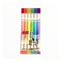 Caneta Marca Texto Kaz Neon + Pastel 12cores Ponta Dupla Kaz