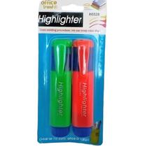 Caneta Marca Texto Neon Kit c/ 2 Pç Laranja e Verde Material Escolar