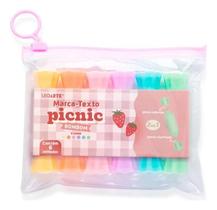 Caneta Marca Texto Picnic 6 Cores 2 Em 1 Bombom