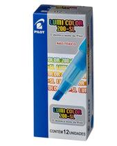 Caneta marca texto pilot lumicolor azul caixa com 12