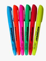 Caneta Marca Texto Ponta Chanfrada MP612 MP Amarela, Verde, Azul, vermelho, rosa e laranja Kit 6 Cores