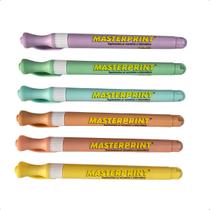 Caneta Marca Texto Slim 6 Cores Pastel para Anotações e Organização de Ideias Masterprint