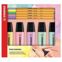 Caneta Marca Texto Stabilo 5 Boss Pastel 5 Point Kit PM