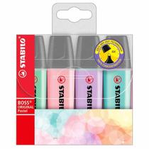 Caneta Marca Texto Stabilo Boss Original Pastel 4 Cores
