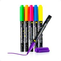 Caneta Marca Texto Tom Neon Kit 6 Cores Para Livros Bíblia