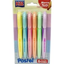 Caneta Marca Texto Tom Pastel Kit Com 6 Cores Kaz