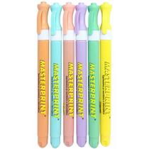 Caneta Marca Texto Tom Pastel Slim Ponta Chanfrada Masterprint MP611 com 6 Cores: Azul Amarela Laranja Rosa Lilás Verde Caneta Marca Texto Tom Pastel Slim Ponta Chanfrada Masterprint MP611 com 6 Cores: Azul Amarela Laranja Rosa Lilás Verde