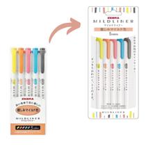 Caneta Marca Texto Zebra Mildliner Ponta Dupla 5 Cores Pastel Grifar e Escrever marcar grifador marcador