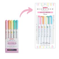 Caneta Marca Texto Zebra Mildliner Ponta Dupla 5 Cores Pastel Grifar e Escrever marcar grifador marcador