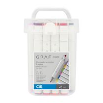 Caneta Marcador Artístico Cis Graf Duo 24 Cores Caneta Marcador Artístico Cis Graf Duo 24 Cores