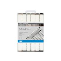 Caneta Marcador Artístico Cis Graf Duo 6 Tons De Cinza